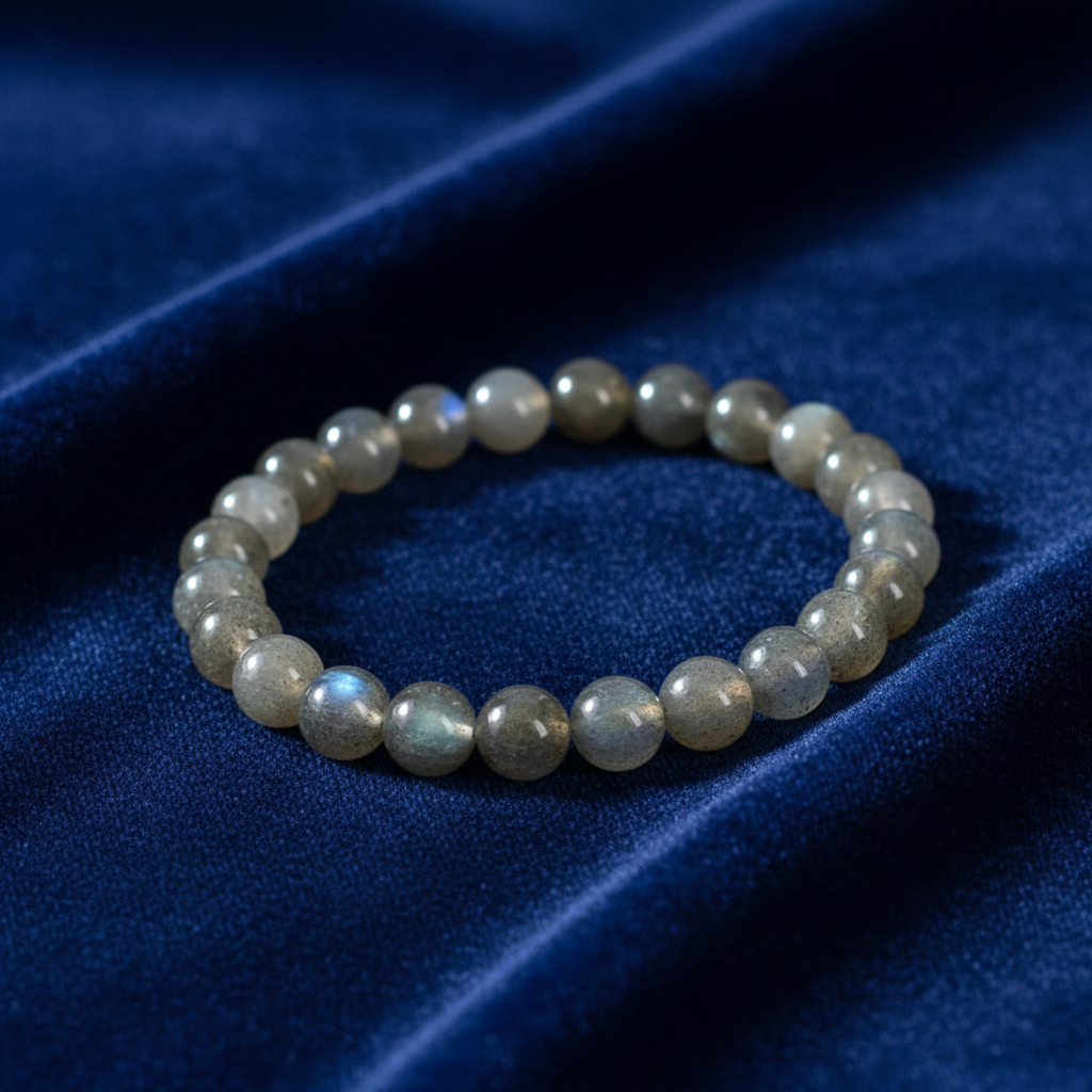 Labradorit-Armband auf dunkelblauem Samt